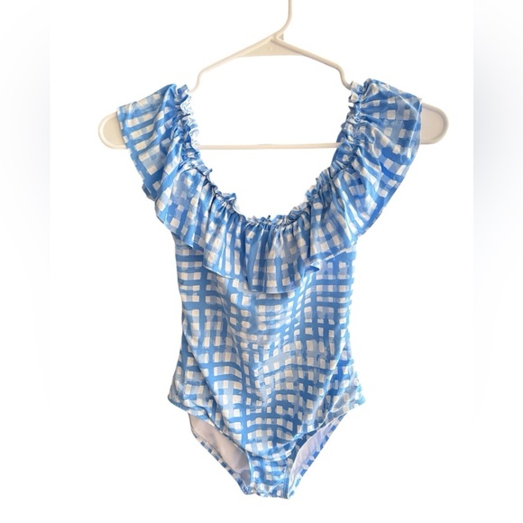 LILLY PULITZER Ruffle Blue Fiesta One Piece Swimsuit Feelin Beachy Bennet Blue - Picture 2 of 7